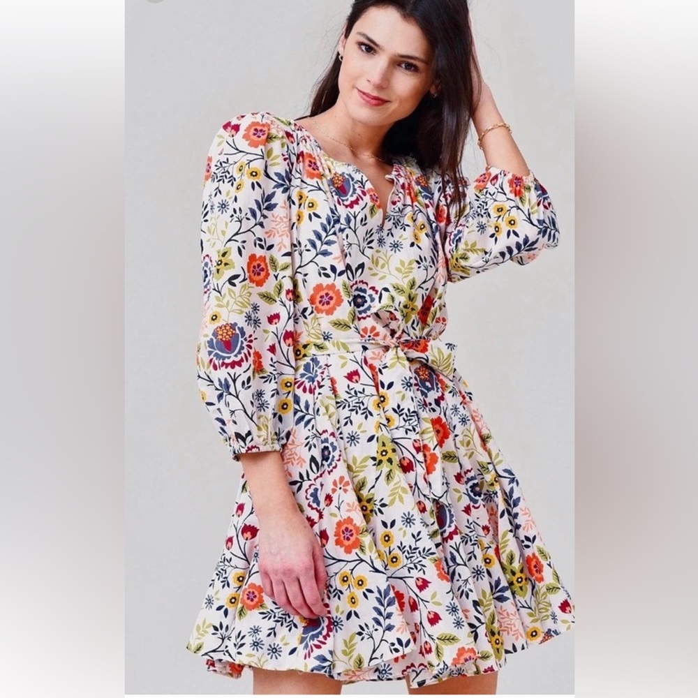 Anthropologie Velvet by Graham & Spencer Floral Print Women's Dress 100% cotton